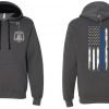 Front and back of Reading PBA Badge and Blue Line Flag Gray Hoodie